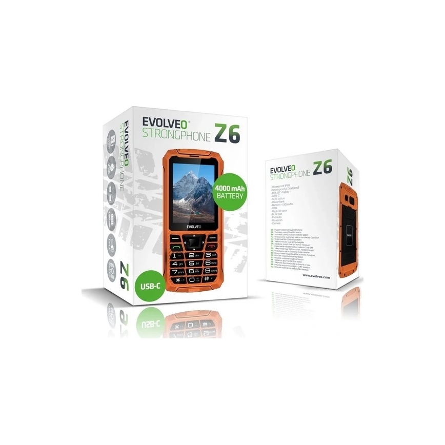 Evolveo - StrongPhone Z6, vodotěsný Dual SIM telefon oranžová