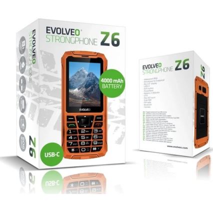Evolveo - StrongPhone Z6, vodotěsný Dual SIM telefon, oranžový