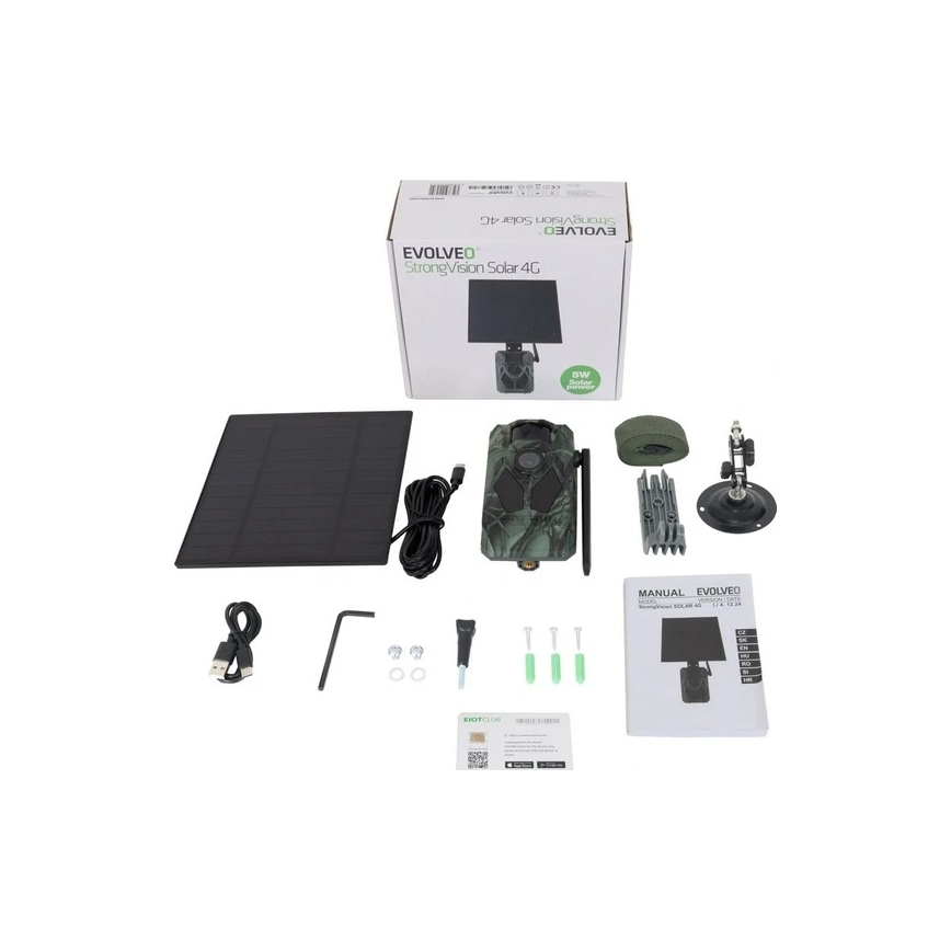 Evolveo - StrongVision Solar 4G,fotopast  4G,Aplikací a solárním panelem