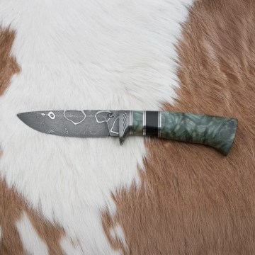 Exkluzivní damaškový nůž 11,6 cm javor/eben