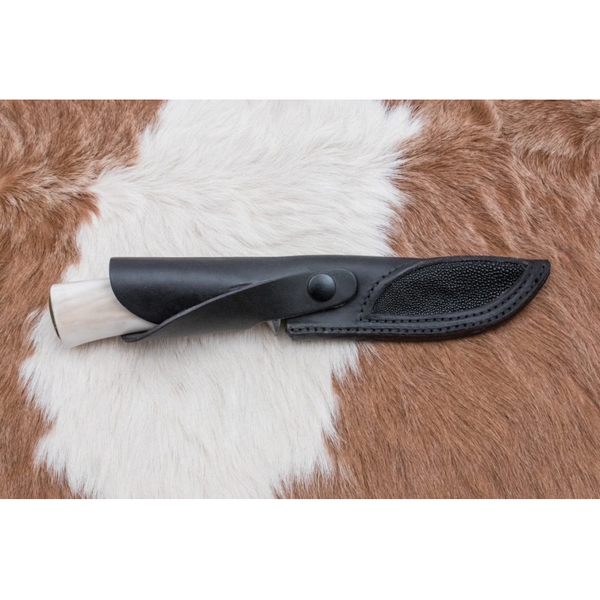 Exkluzivní damaškový nůž 13 cm serpentinit/sobí paroh