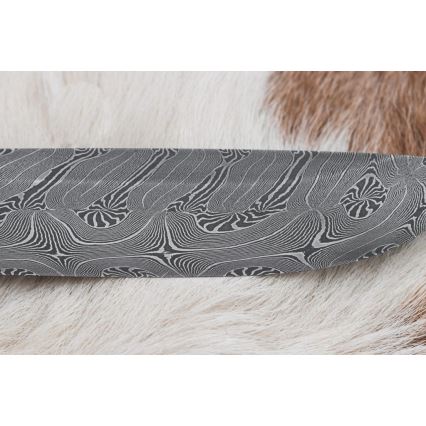 Exkluzivní damaškový nůž 13 cm serpentinit/sobí paroh