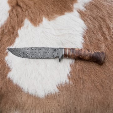 Exkluzivní damaškový nůž 14,4 cm kaštan/mamutí zub