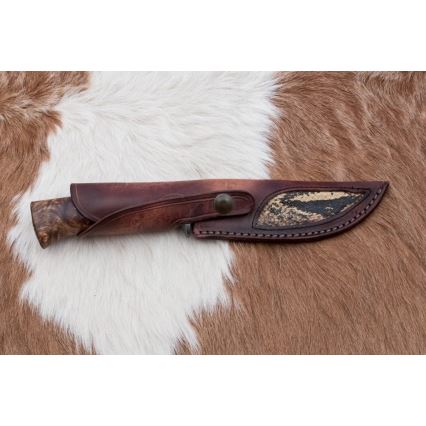 Exkluzivní damaškový nůž 14,4 cm kaštan/mamutí zub
