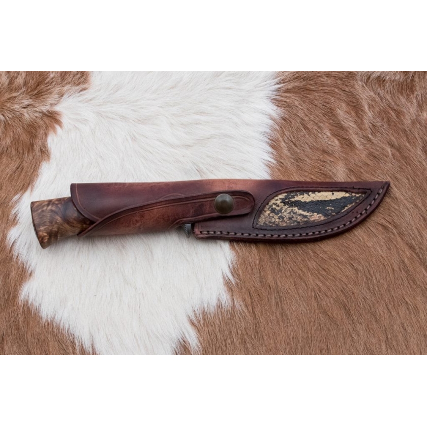 Exkluzivní damaškový nůž 14,4 cm kaštan/mamutí zub