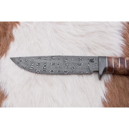 Exkluzivní damaškový nůž 14,4 cm kaštan/mamutí zub