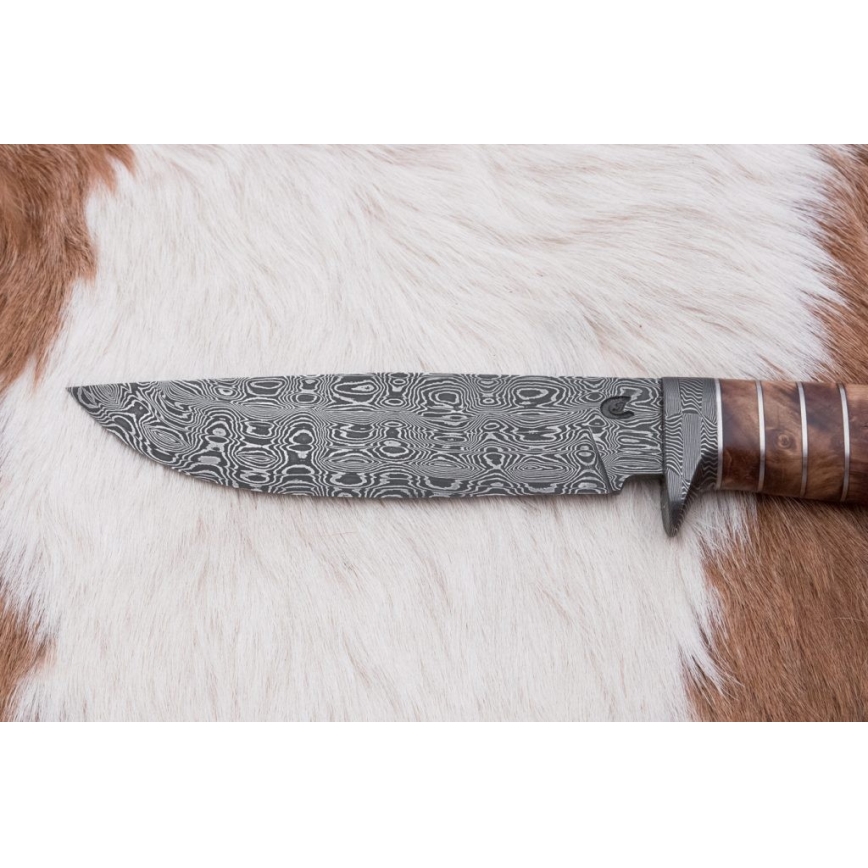 Exkluzivní damaškový nůž 14,4 cm kaštan/mamutí zub