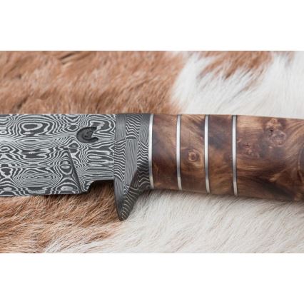 Exkluzivní damaškový nůž 14,4 cm kaštan/mamutí zub