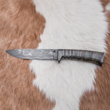 Exkluzivní damaškový nůž 14 cm jasan