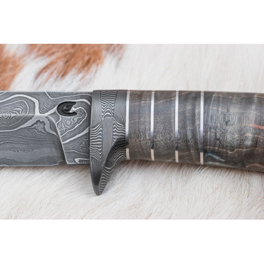 Exkluzivní damaškový nůž 14 cm jasan