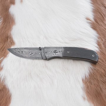 Exkluzivní zavírací damaškový nůž 8 cm mamutí kost