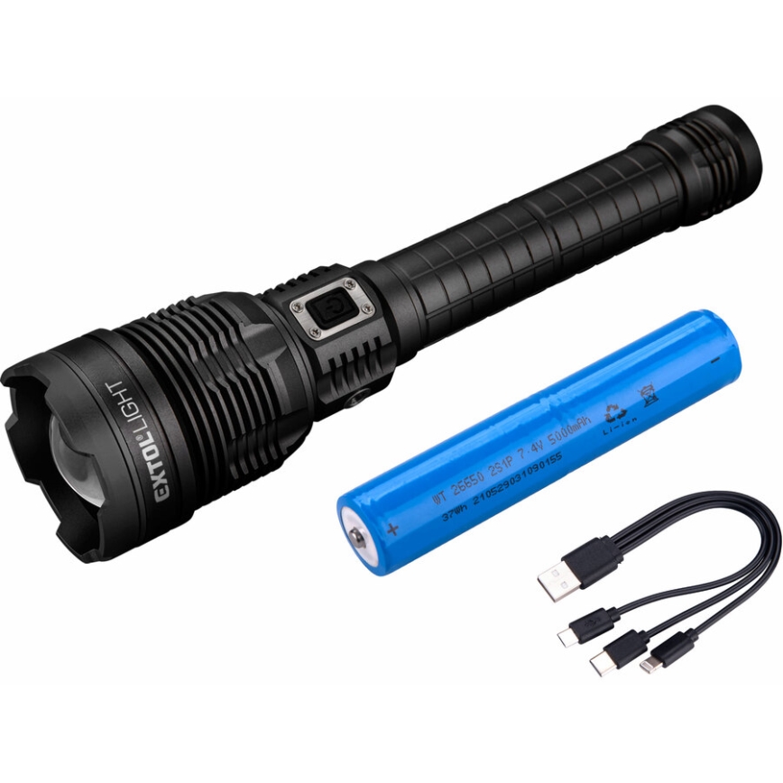 Extol - LED Stmívatelná nabíjecí svítilna s powebankou LED/60W/10000 mAh 8000 lm IPX4 černá