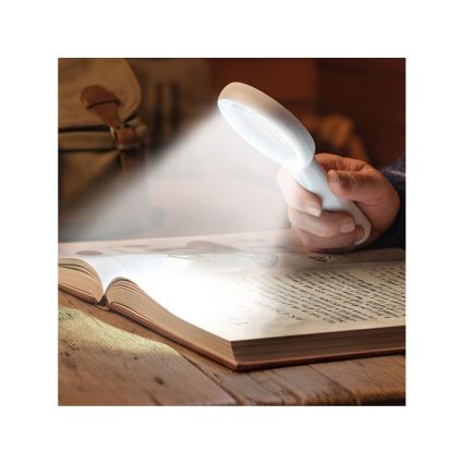 Extol - LED Stmívatelná nabíjecí lupa s osvětlením LED/650 mAh bílá/šedá