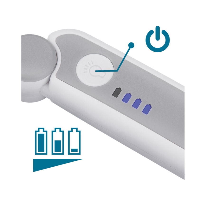 Extol - LED Stmívatelná nabíjecí skládací lupa s osvětlením LED/650 mAh bílá/šedá