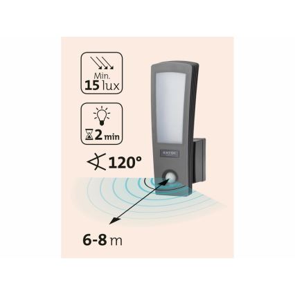 Extol - LED Venkovní nástěnné svítidlo se senzorem LED/15W/230V IP65