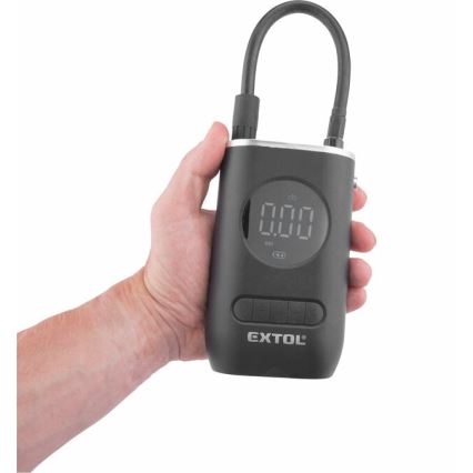 Extol Premium - Digitální kapesní kompresor 4000 mAh 7,4V černá