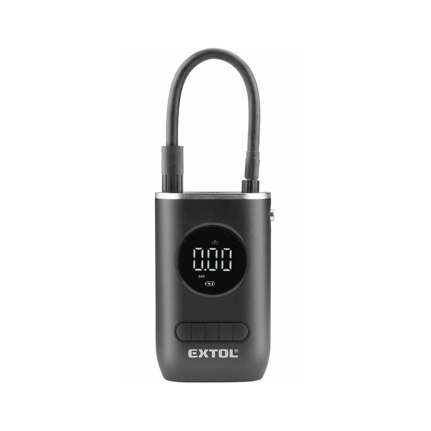 Extol Premium - Digitální kapesní kompresor 4000 mAh 7,4V černá