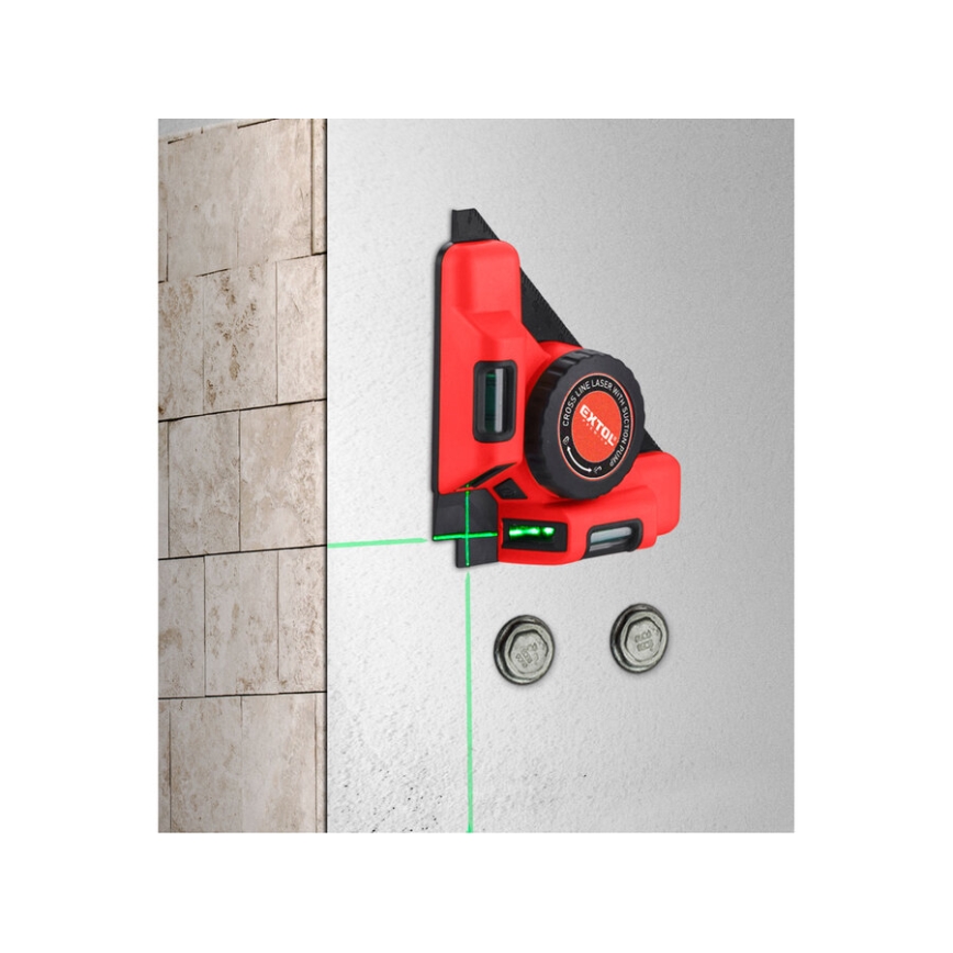 Extol Premium - Laserový úhelník 90° s elektrickým přísavným modulem 5V/1000 mAh