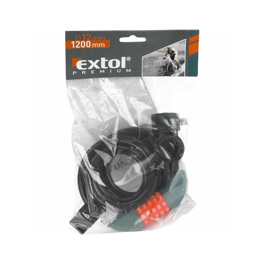 Extol Premium - Zámek na kolo s lankem 12x1200 mm a čtyřmístným kódem