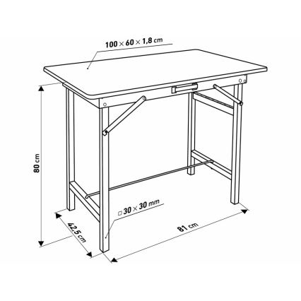 Extol - Skládací pracovní stůl 100x60 cm hnědá/černá