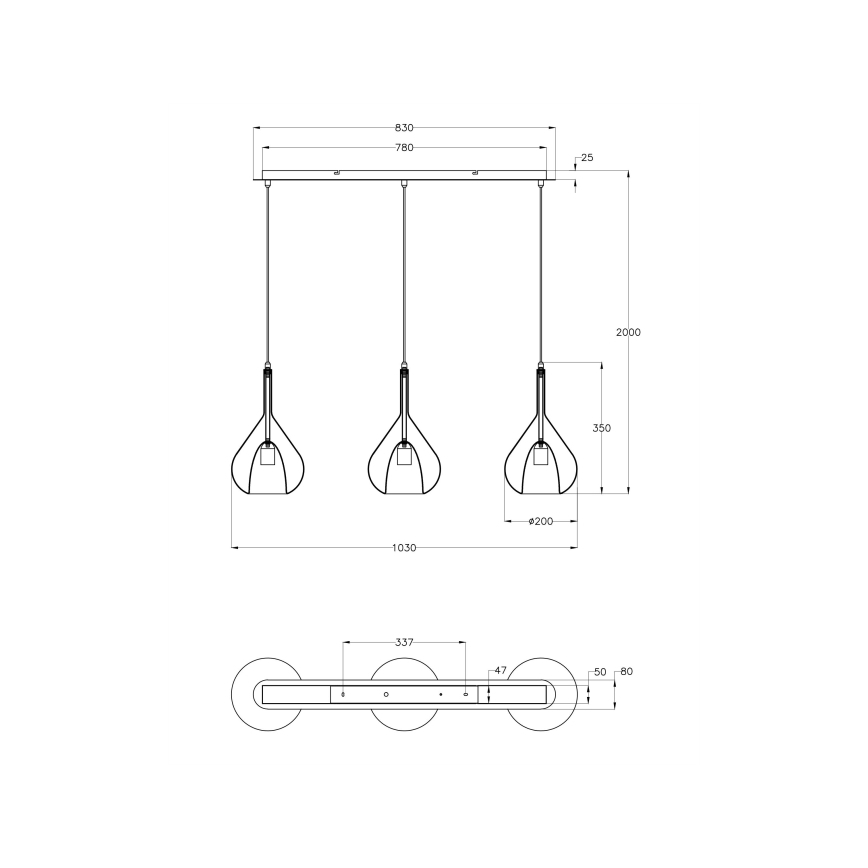 Fabas Luce 3481-48-297 - Lustr na lanku LILA 3xE27/40W/230V čirá/zlatá/šedá