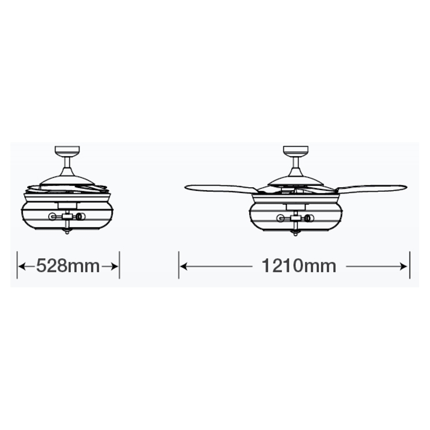FANAWAY 212920 - LED Stropní ventilátor INDUSTRI 3xE27/4W/230V černá + dálkové ovládání