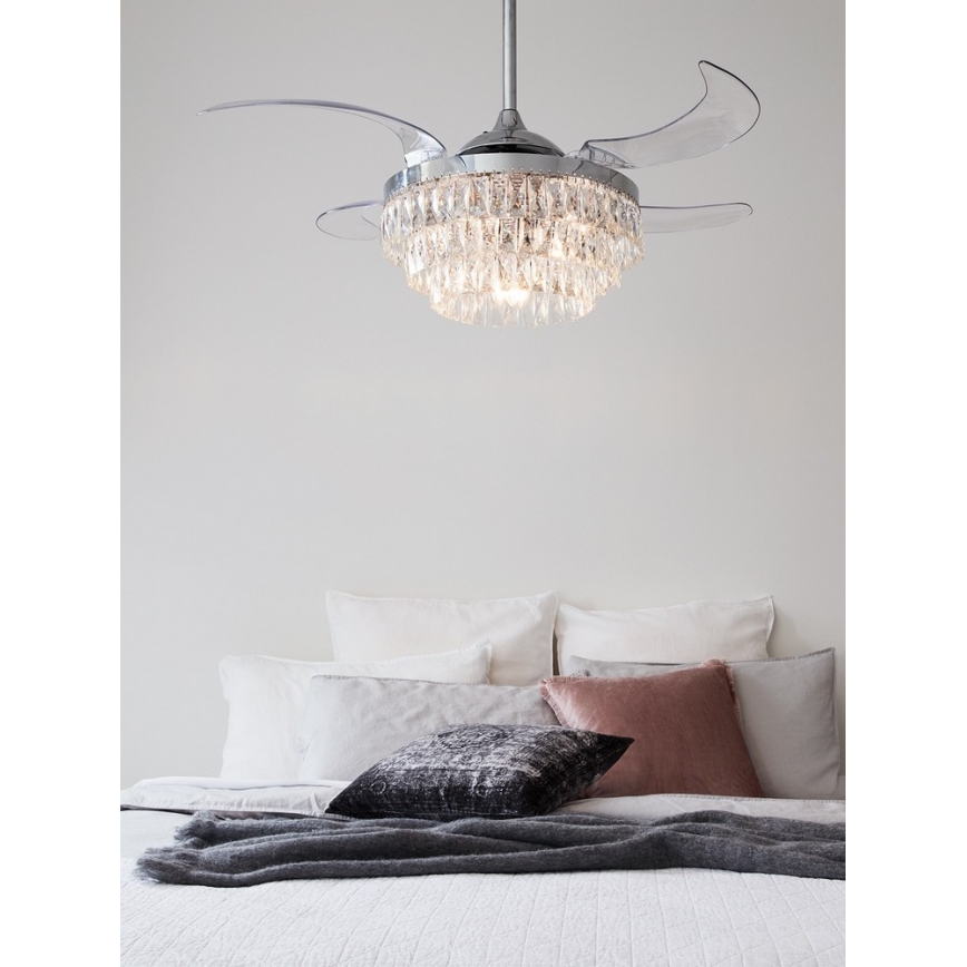 FANAWAY 212923 - LED Stropní ventilátor VEIL 6xE14/4,5W/230V lesklý chrom + dálkové ovládání