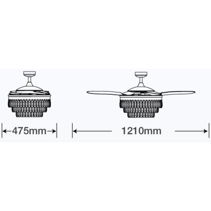 FANAWAY 212923 - LED Stropní ventilátor VEIL 6xE14/4,5W/230V lesklý chrom + dálkové ovládání