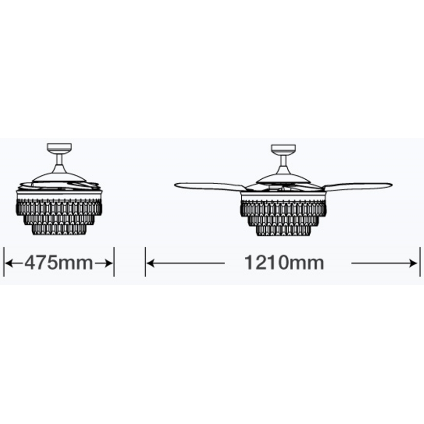 FANAWAY 212923 - LED Stropní ventilátor VEIL 6xE14/4,5W/230V lesklý chrom + dálkové ovládání