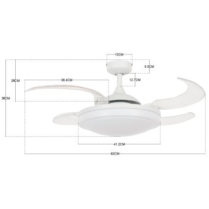 FANAWAY 212980 - Stropní ventilátor EVORA 2xE27/15W/230V bílá + dálkové ovládání