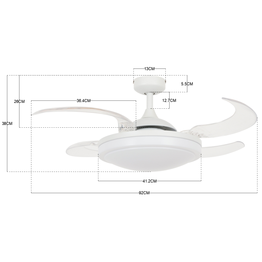 FANAWAY 212980 - Stropní ventilátor EVORA 2xE27/15W/230V bílá + dálkové ovládání