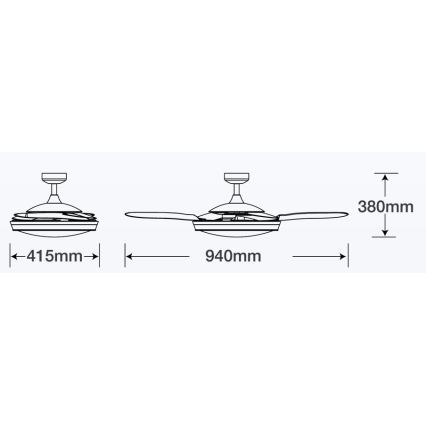 FANAWAY 212982 - Stropní ventilátor EVORA 2xE27/20W/230V lesklý chrom + dálkové ovládání