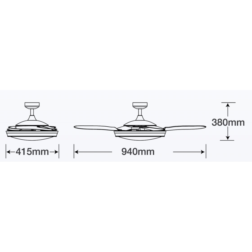 FANAWAY 212982 - Stropní ventilátor EVORA 2xE27/20W/230V lesklý chrom + dálkové ovládání