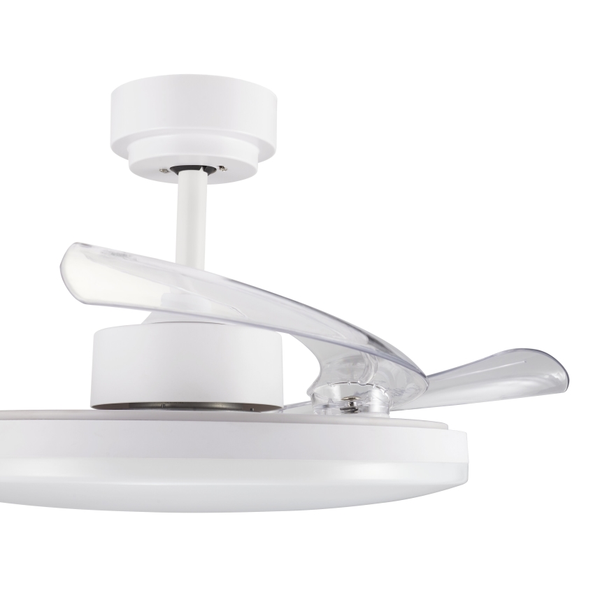 FANAWAY 21612949 - LED Stmívatelný stropní ventilátor STROLL LED/30W/230V 2700/3500/5000K pr. 106 cm bílá/čirá + dálkové ovládání