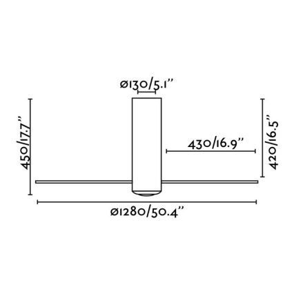 FARO 32034 - Stropní ventilátor TUBE FAN bílá/čirá pr. 128 cm