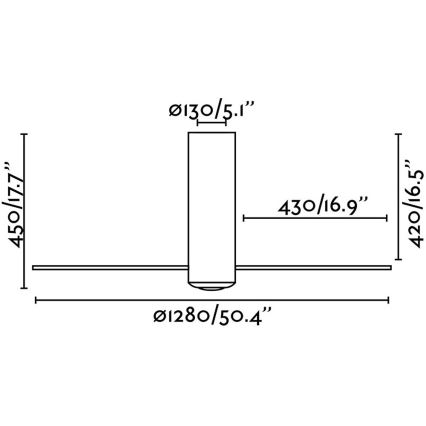 FARO 32036 - Stropní ventilátor TUBE FAN černá/čirá pr. 128 cm + dálkové ovládání