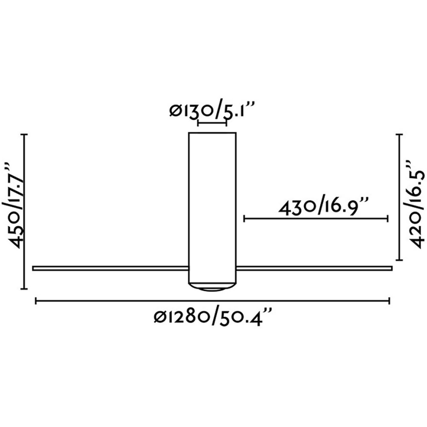FARO 32036 - Stropní ventilátor TUBE FAN černá/čirá pr. 128 cm + dálkové ovládání