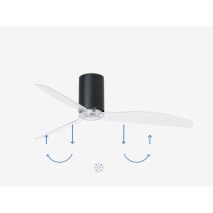 FARO 32041WP - Stropní ventilátor MINI TUBE FAN M černá/čirá pr. 128 cm SMART + dálkové ovládání