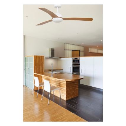 FARO 33341 - Stropní ventilátor GRID bílá/hnědá pr. 132 cm + dálkové ovládání
