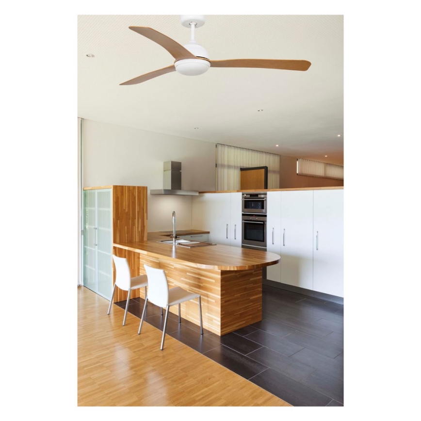 FARO 33341 - Stropní ventilátor GRID bílá/hnědá pr. 132 cm + dálkové ovládání