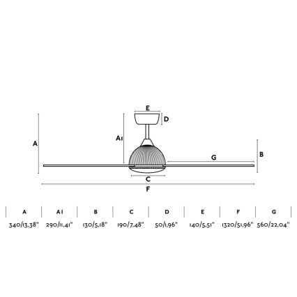 FARO 33341 - Stropní ventilátor GRID bílá/hnědá pr. 132 cm + dálkové ovládání