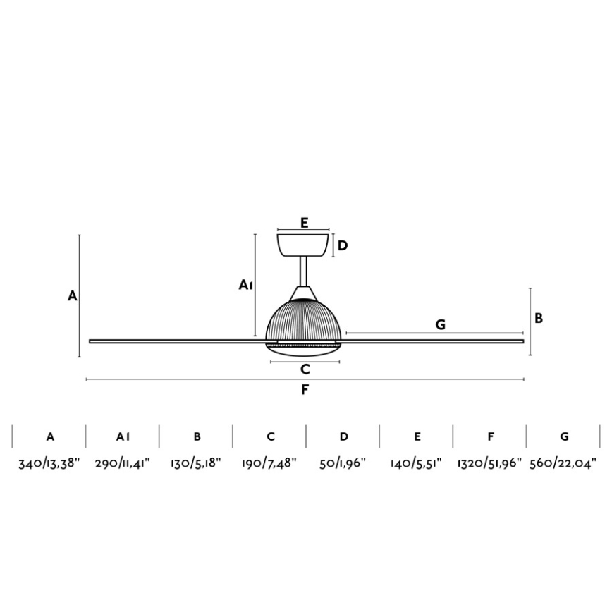 FARO 33341 - Stropní ventilátor GRID bílá/hnědá pr. 132 cm + dálkové ovládání