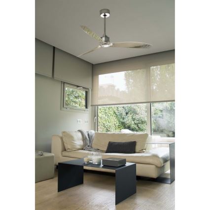 FARO 33394 - Stropní ventilátor JUST FAN lesklý chrom/čirá + dálkové ovládání