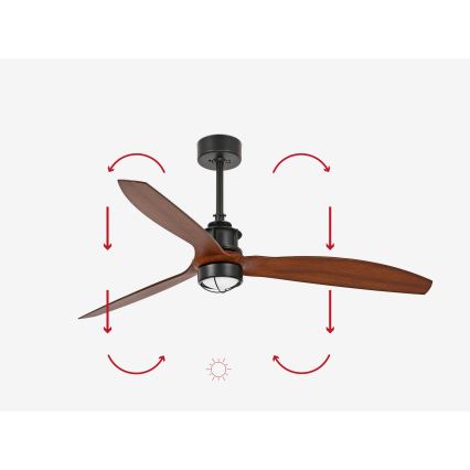 FARO 33395-10 - LED Stropní ventilátor JUST FAN LED/16W/230V černá/hnědá pr. 128 cm + dálkové ovládání