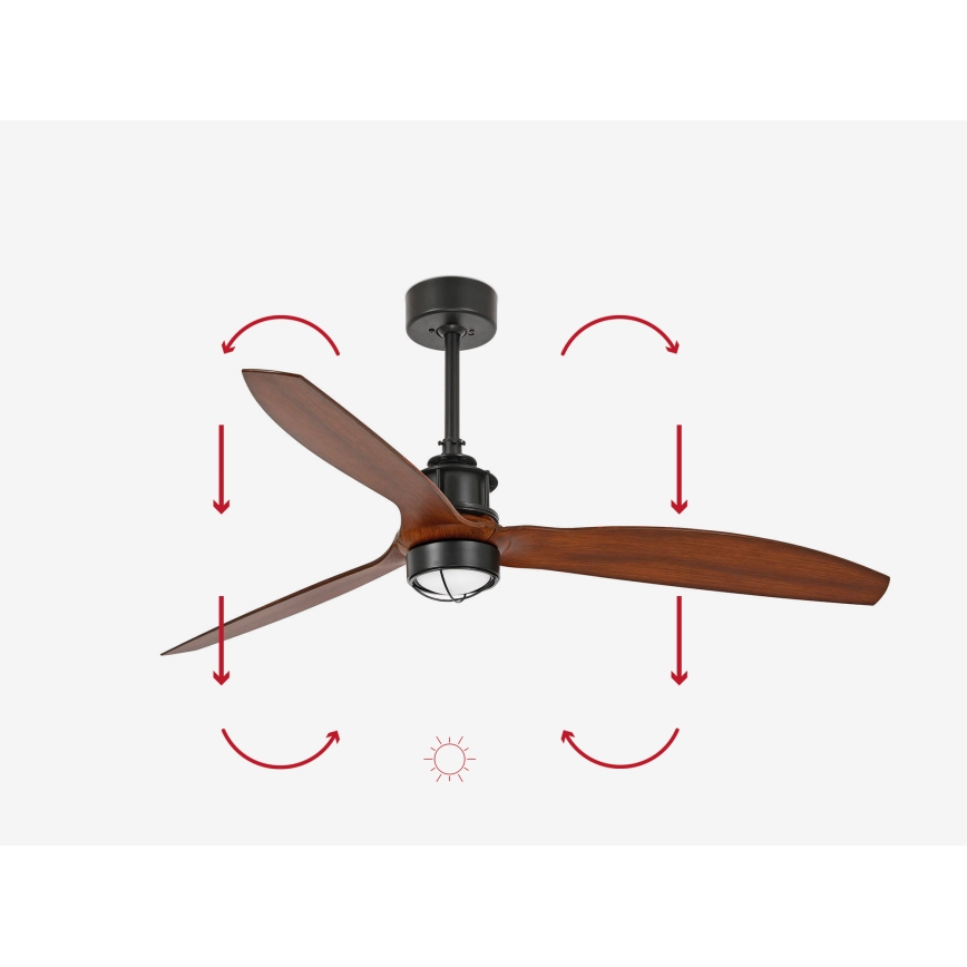 FARO 33395-10 - LED Stropní ventilátor JUST FAN LED/16W/230V černá/hnědá pr. 128 cm + dálkové ovládání