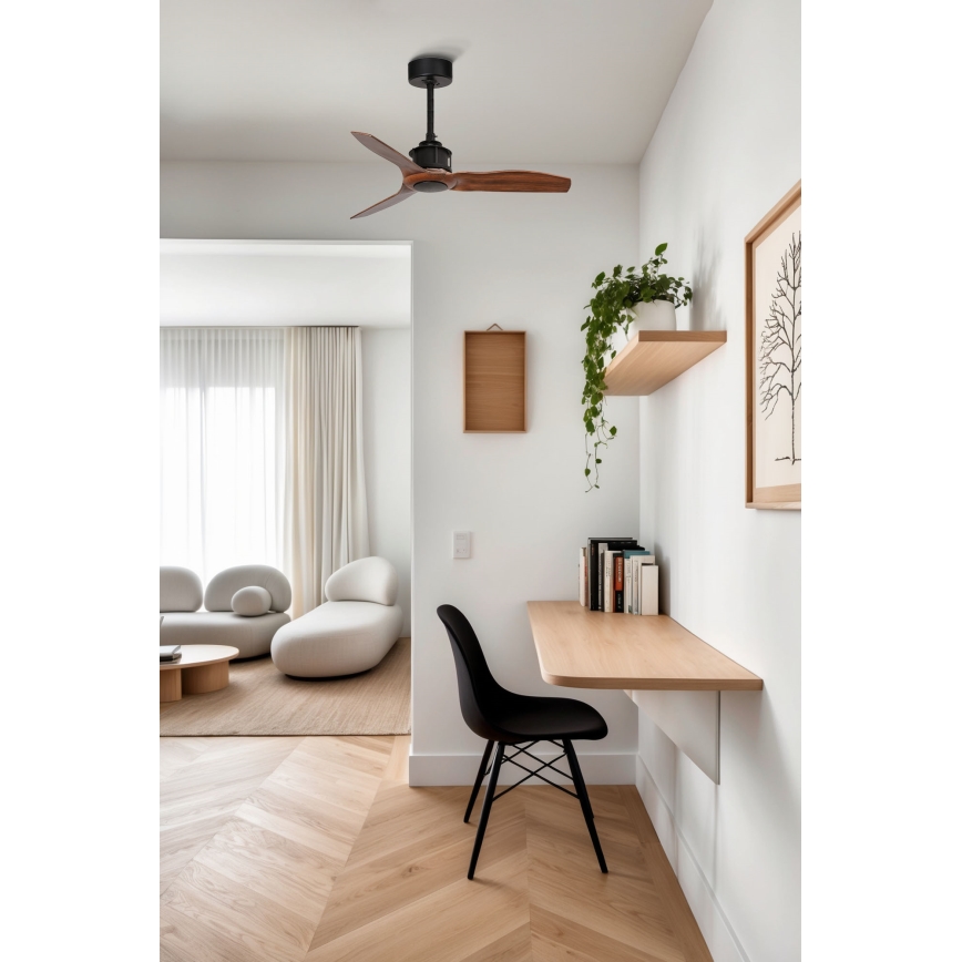 FARO 33425WT - Stropní ventilátor JUST FAN S pr. 81 cm hnědá/černá Wi-Fi Tuya + dálkové ovládání