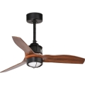 FARO 33425WT1N - LED Stmívatelný stropní ventilátor JUST FAN S LED/16W/230V pr. 81 cm hnědá/černá Wi-Fi Tuya + dálkové ovládání