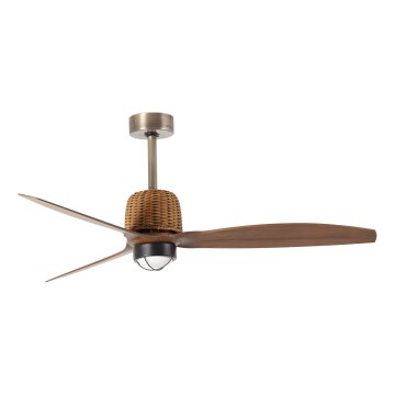 FARO 334361N - LED Stmívatelný stropní ventilátor WEAVER M LED/16W/230V pr. 128 cm hnědá/mosaz + dálkové ovládání