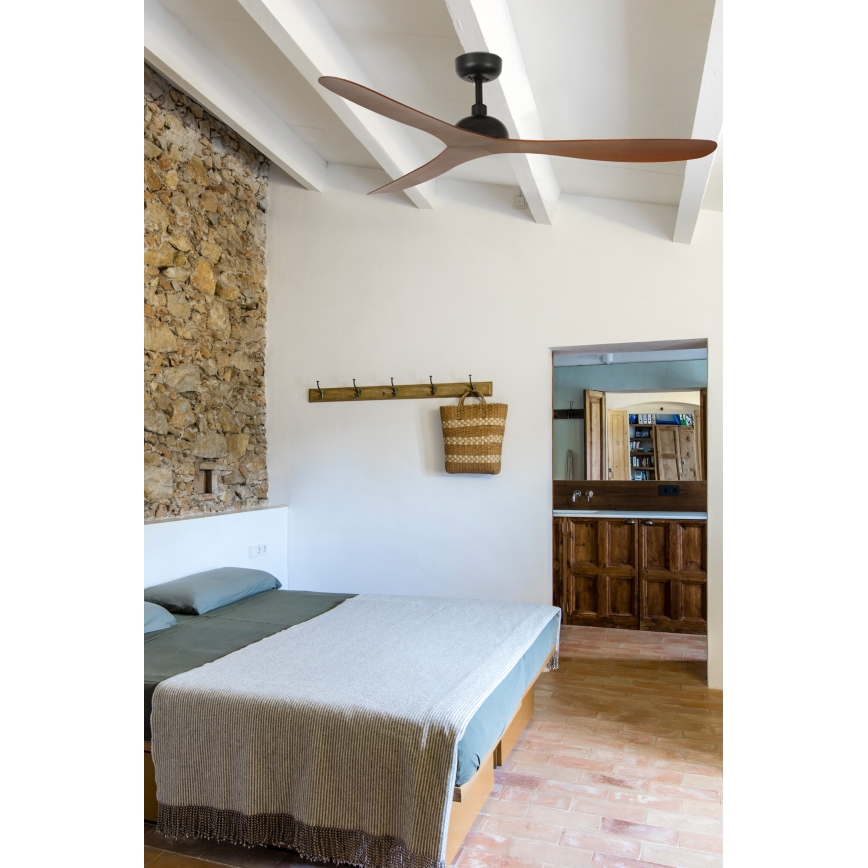 FARO 33447WT - Stropní ventilátor GOTLAND L hnědá/černá pr. 132 cm Wi-Fi Tuya + dálkové ovládání