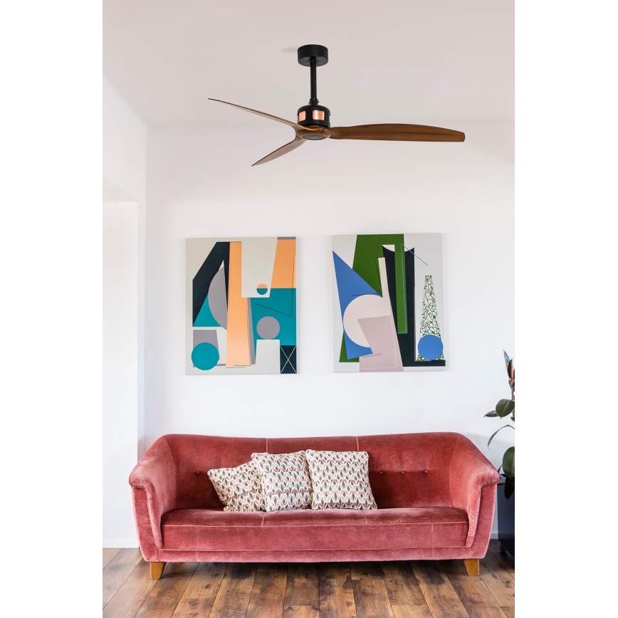 FARO 33451WT - Stropní ventilátor COPPER FAN M pr. 128 cm hnědá/černá Wi-Fi Tuya + dálkové ovládání
